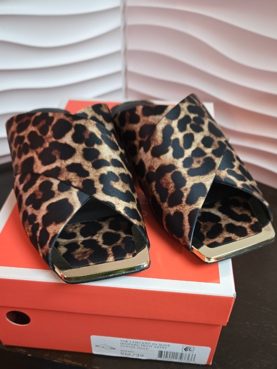 Katy Perry Collections Shoes - Katy Perry Collections The Checked In Slide Leopard Print Satin
